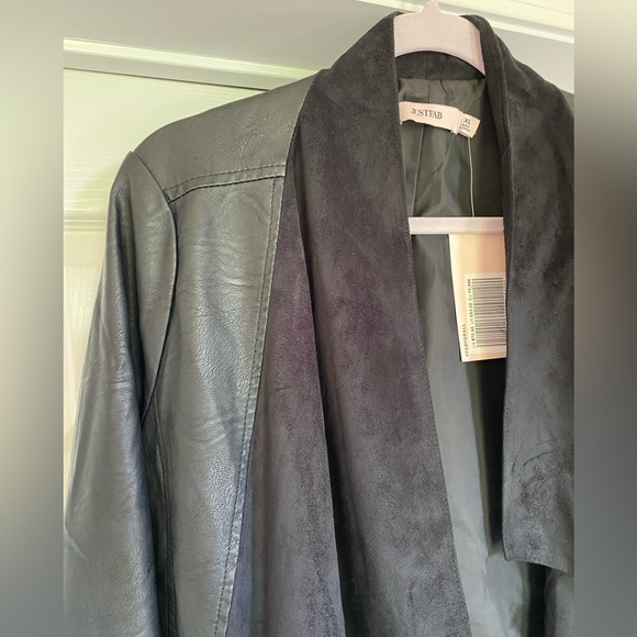 NWT JustFab Black Faux Leather & Suede Jacket - Picture 3 of 14